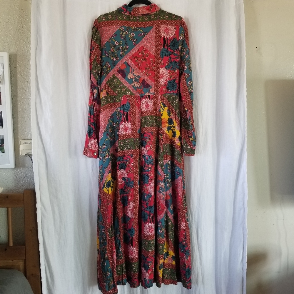 Oddy | Floral Patchwork Button Front Maxi Dress - Picture 3 of 10